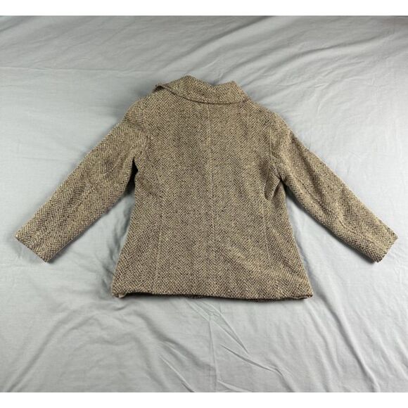 Emanuel Ungaro Wool Blend Tweed Jacket Size 8 Brown Black Asymmetrical Full Zip - Picture 2 of 7